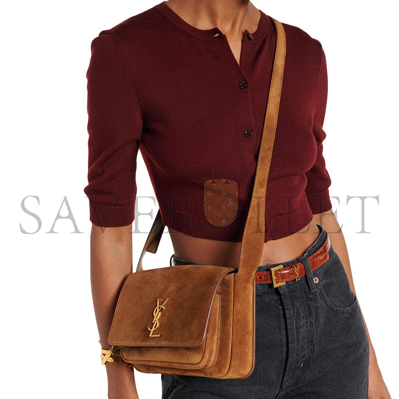 y*l Sa**t Lau*nt small satchel in suede 633151 (21*16*5cm)